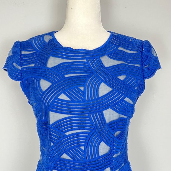 Robert Rodriguez Womens Azure Swirl Mini Dress Blue Short Cap Sleeves size 4 - Picture 5 of 12